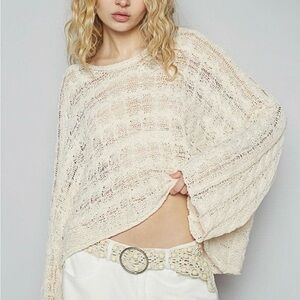 POL Cream Textured Knit Sweater